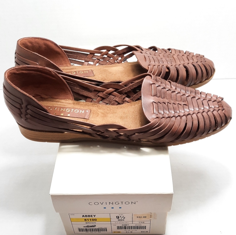 Covington ABBEY Women's brown leather sandals/slip-ons w/BOX